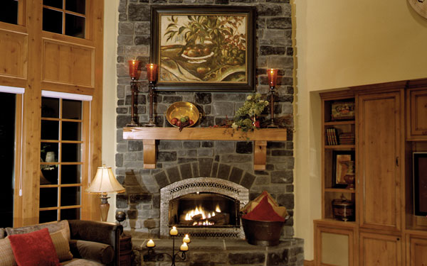 beautiful rustic living room with fireplace