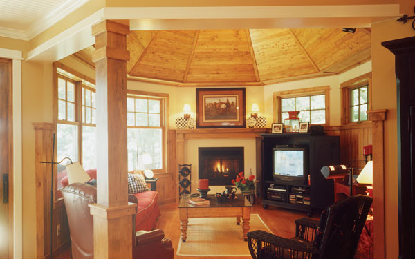 cozy and warm sitting room with fireplace