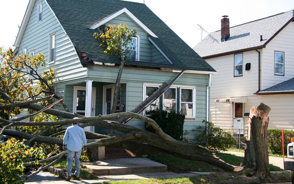 damaged house from storm