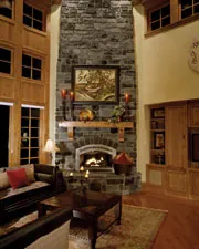decorated family room for the holidays