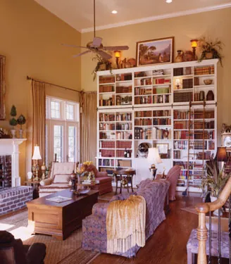 Oversized bookcase is focal point of great room Oversized bookcase is focal point of great room